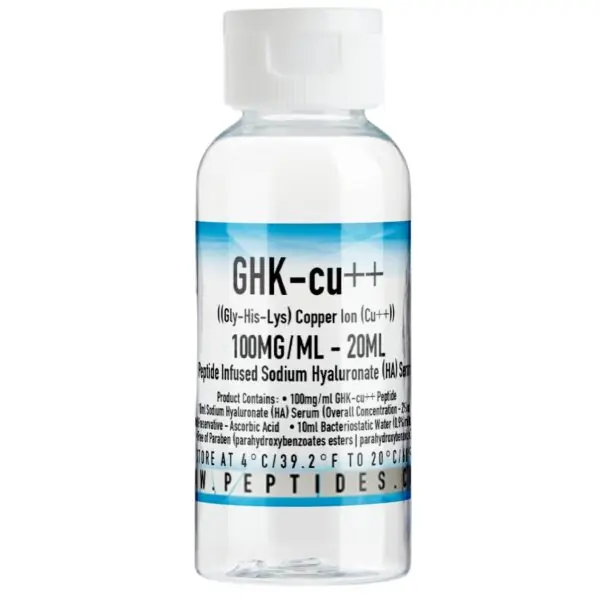 GHK-cu 100mg/ml - 20ml ((Gly-His-Lys) Copper Ion (Cu++)) - Peptide Infused Sodium Hyaluronate (HA) Serum